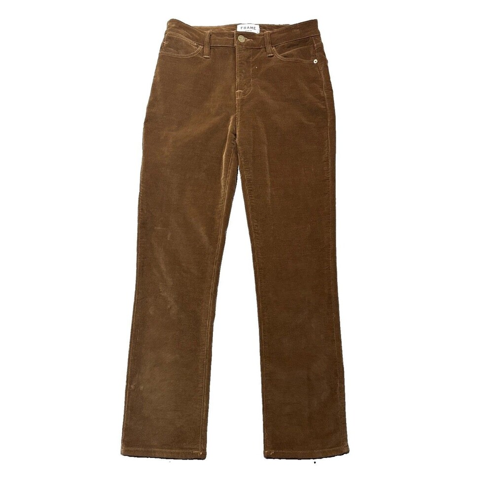 FRAME Le High Straight Corduroy Pants Womens 26 High Rise Ankle Stretch Brown